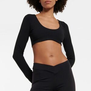 ALO Softsculpt Precision Long Sleeve Black Bra Top Cropped Size M
